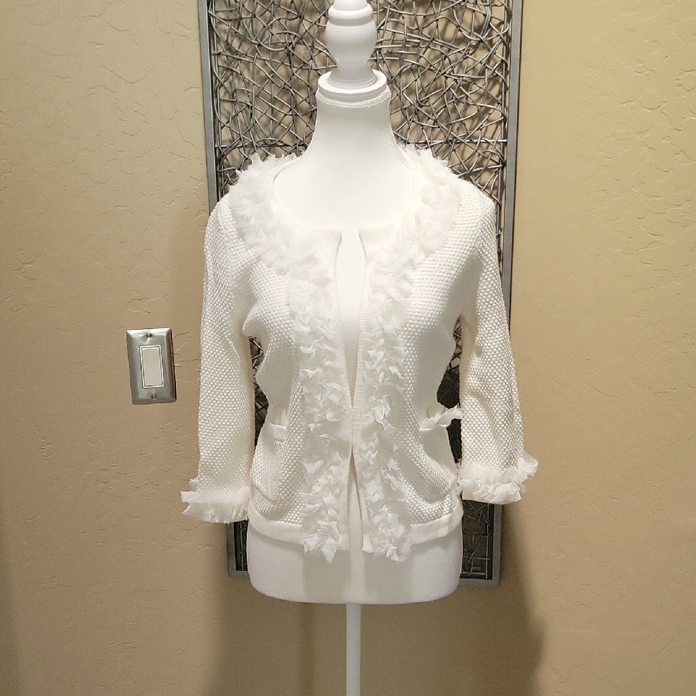 White House Black Market White Cardigan